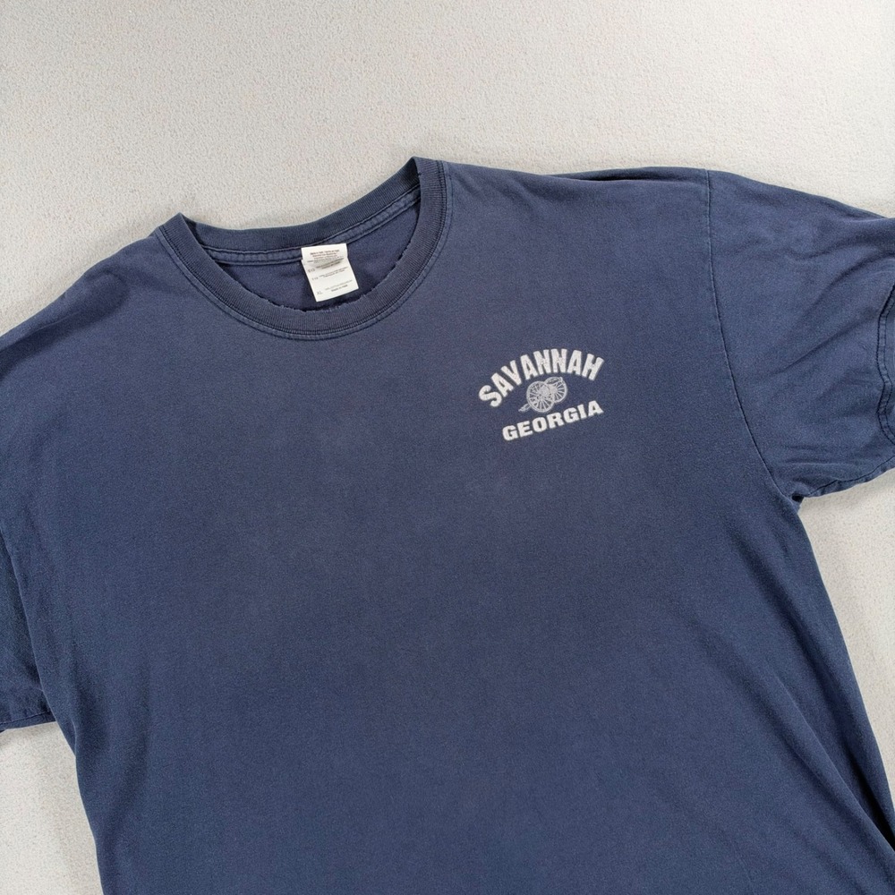 Gildan Savannah Georgia Cannon Graphic T-Shirt XL Navy Blue Short Sleeve